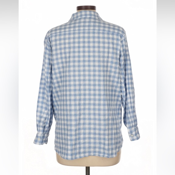 HATCH maternity blue white gingham boyfriend shirt 100% Cotton 3 L - Picture 3 of 8